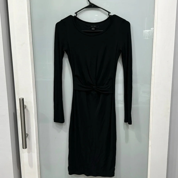 All Saints Women's Black Long Sleeve Layered Mini Knot Tie Dress Size Small - Picture 1 of 4
